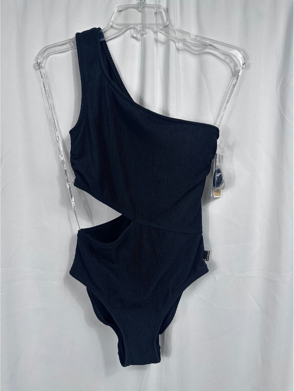 Michael Kors Black One-Shoulder Cutout One Piece Swimsuit Size 8